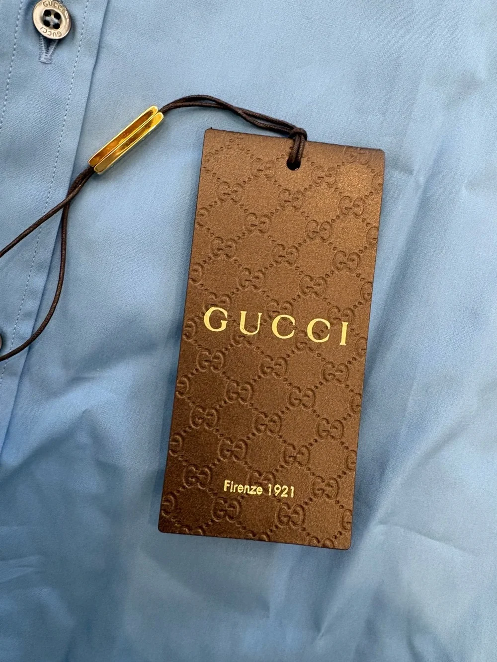 Gucci Sky Blue Long-Sleeve Cotton Dress Shirt